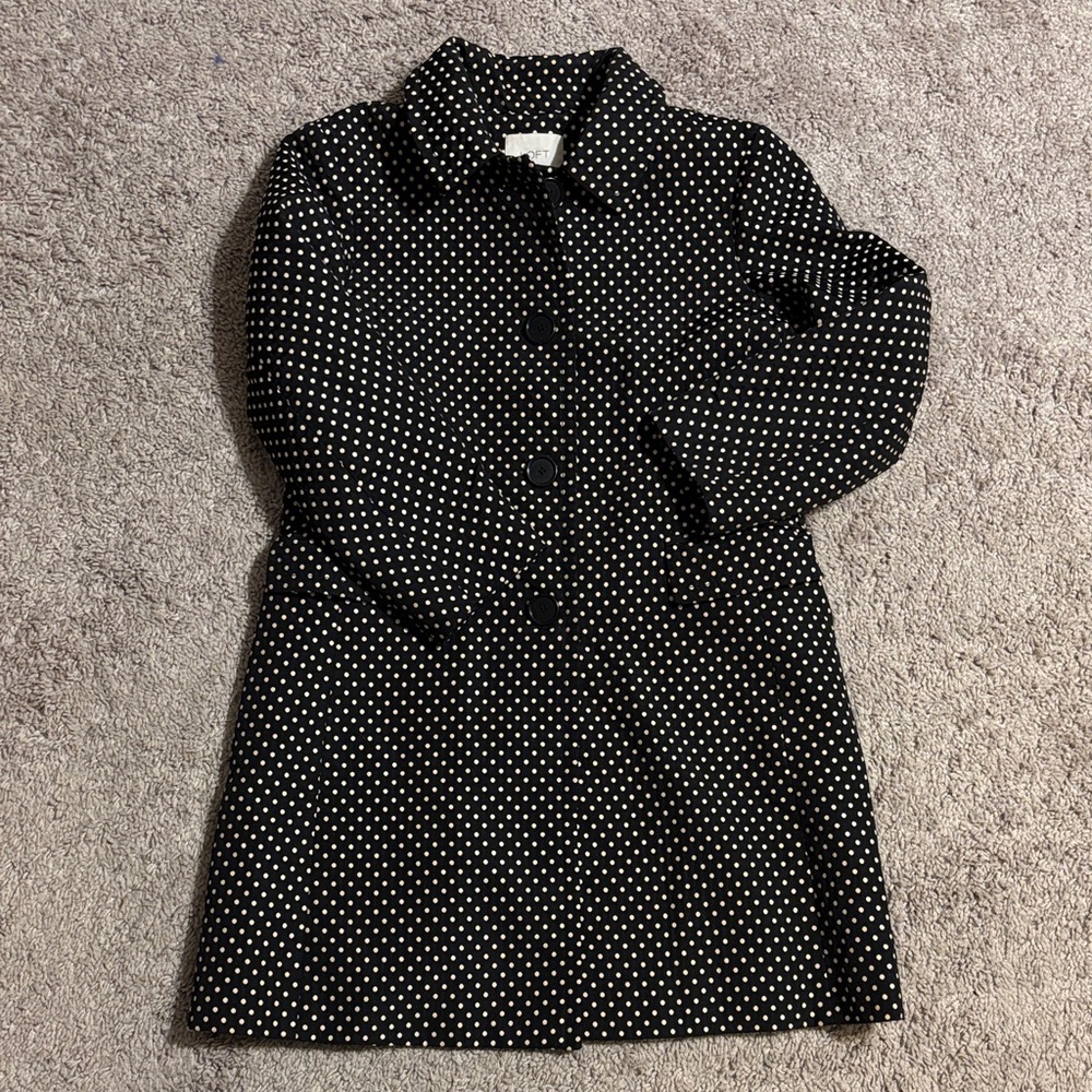 LOFT Black and White Polka Dot Trench Coat - Picture 2 of 4